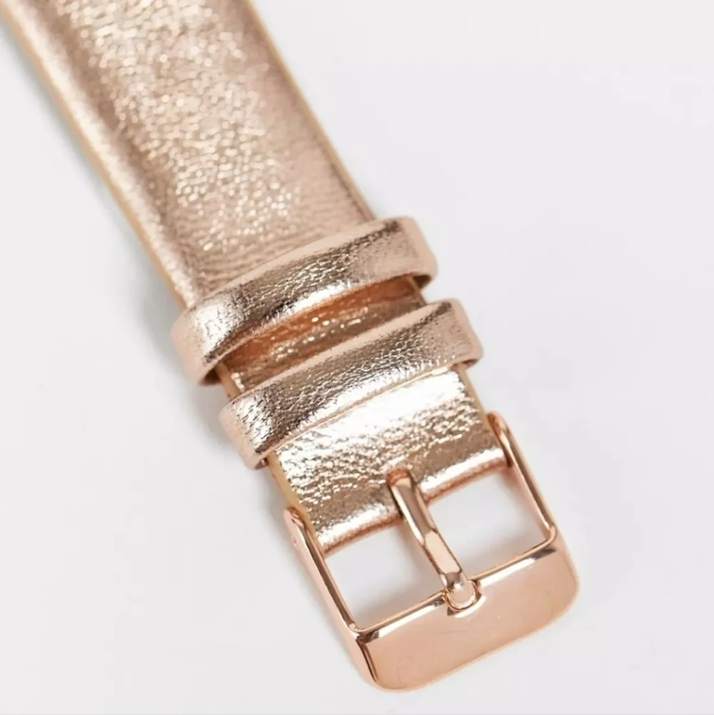 LIPSY | Leather Strap Watch w/ Rhinestone Face Detail in Rose Gold